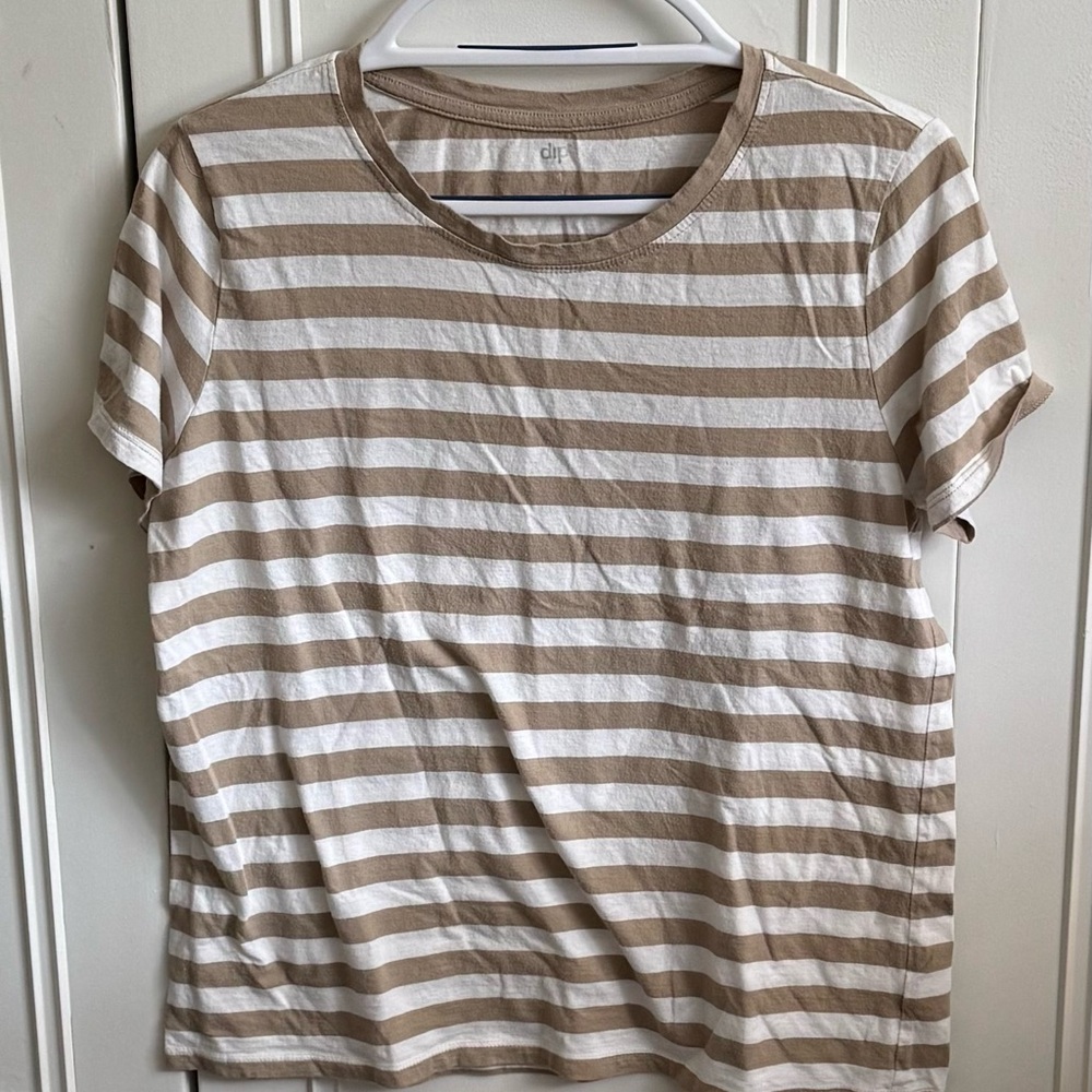 Striped Beige and White T-Shirt